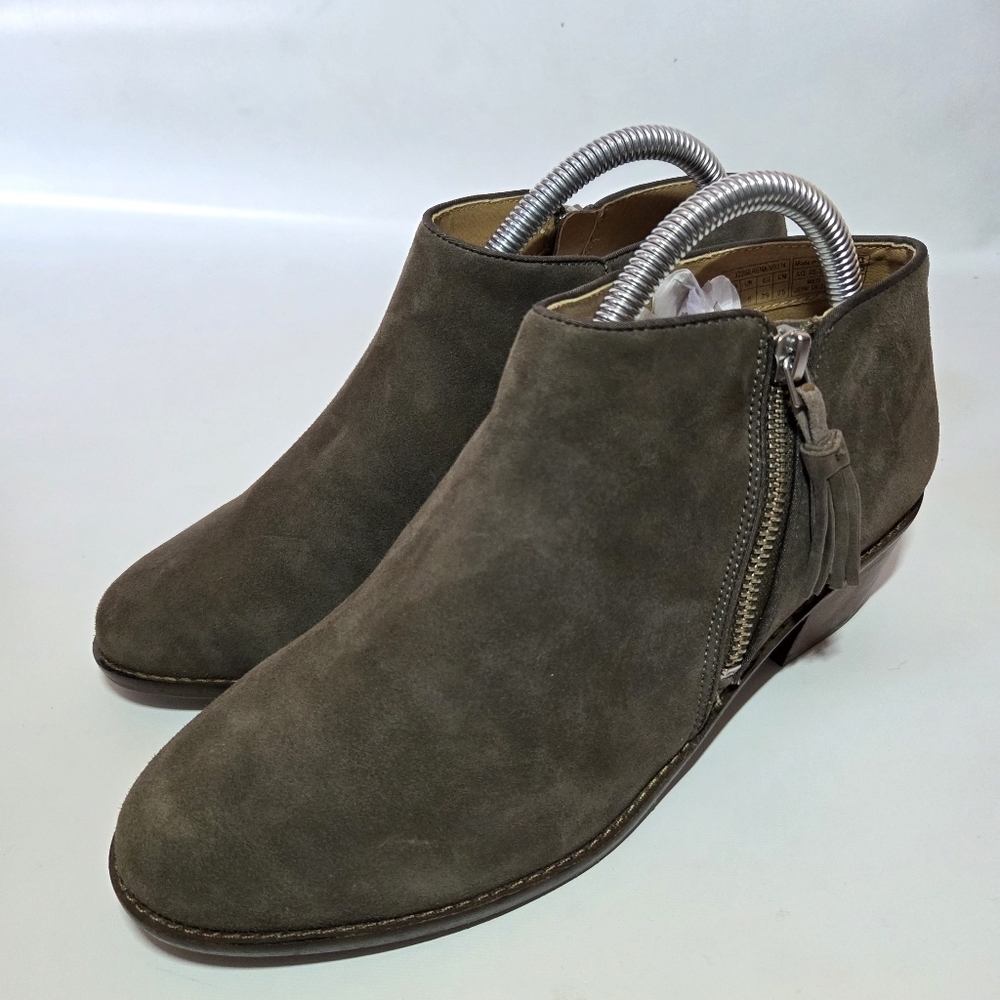 Vionic Women's Serena Leather Boho Casual Ankle Moto Biker Boot In Dark Green 8